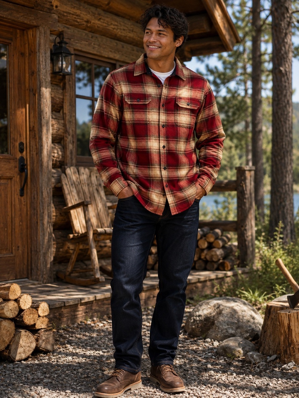 New Orvis Mens Big Bear Heavy Weight Double Brushed Flannel Shirt Jacket Sz M